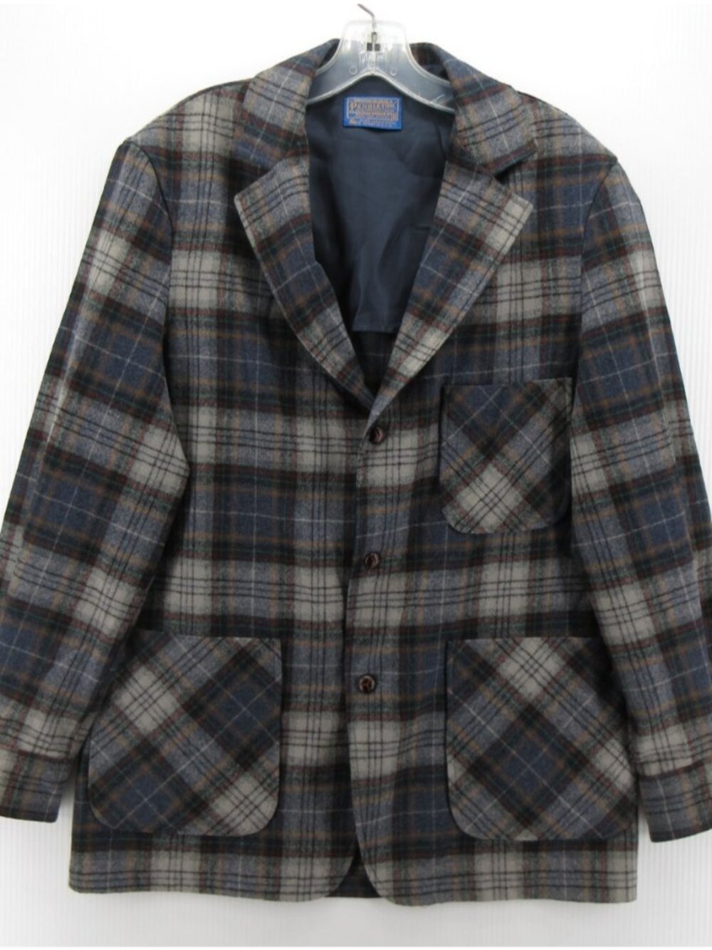 VTG Pendleton Jacket Medium Wool Blazer Chore Plaid 70s Unstructured *